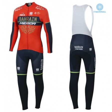 Tenue Cycliste Manches Longues et Collant à Bretelles Femme 2018 Bahrain Merida  Hiver Thermal Fleece N001